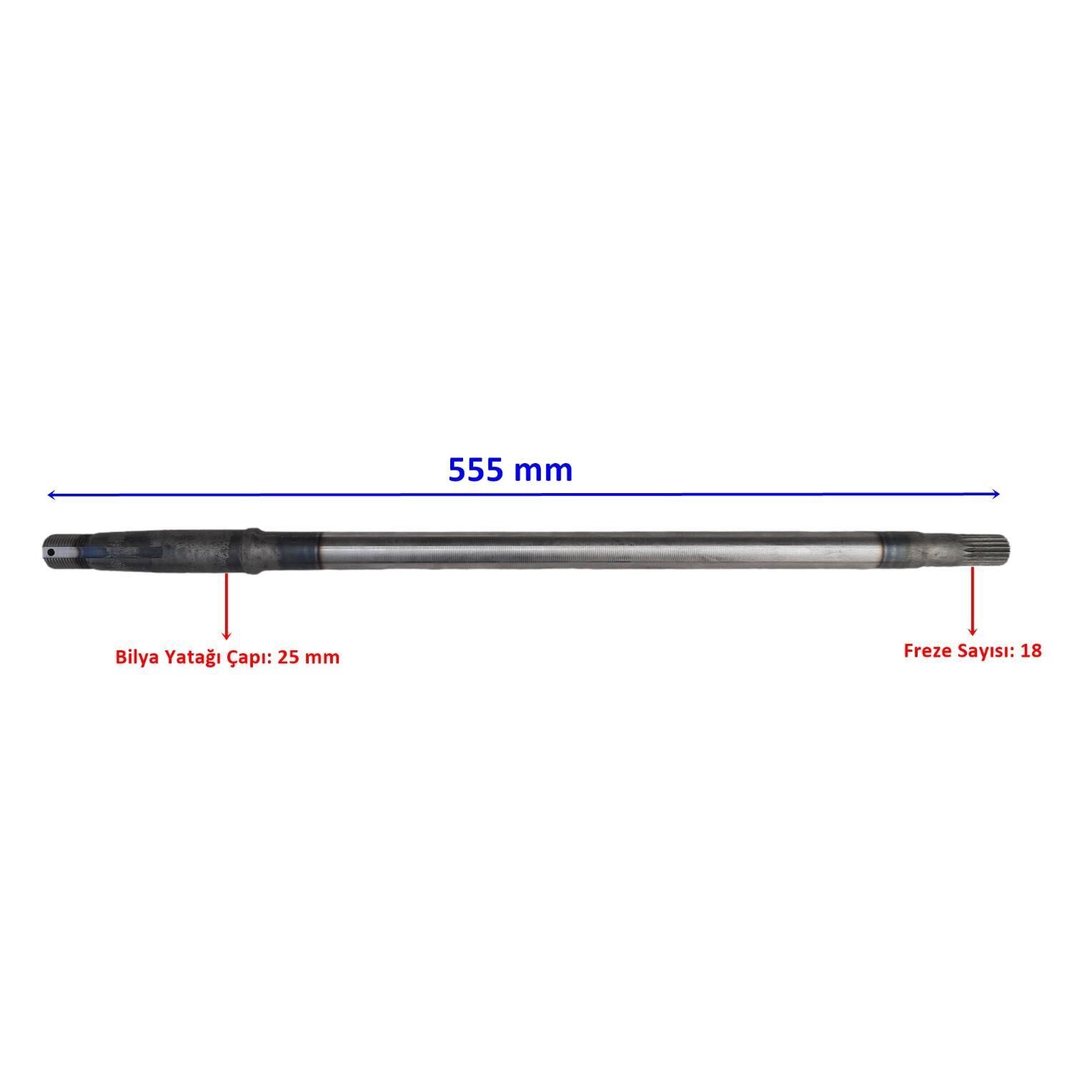 E-Yük Arabası Arka Aks 555 Mm Bilya Yatağı 25 Mm 18 Freze Öm