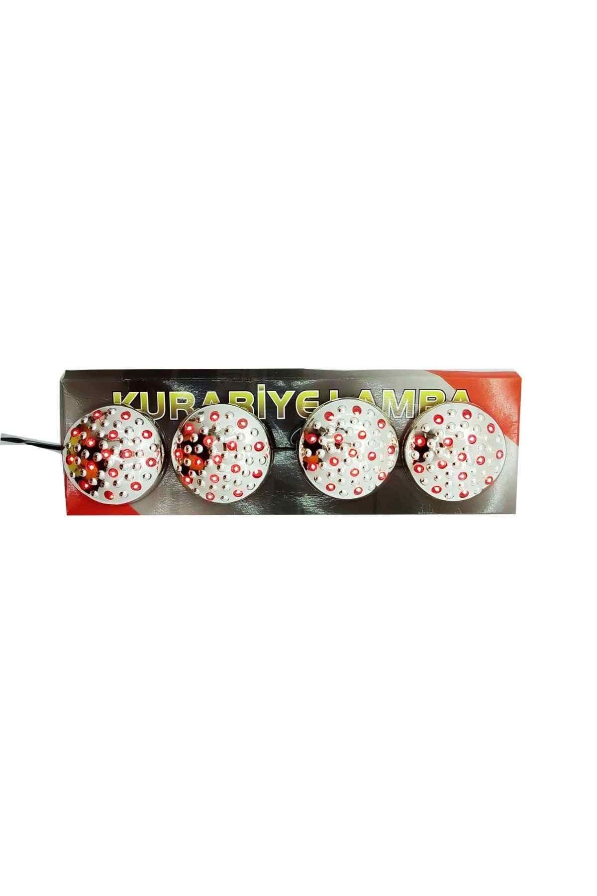 Yapışkan Kurabiye Ledli Lamba 4 Lü Kırmızı