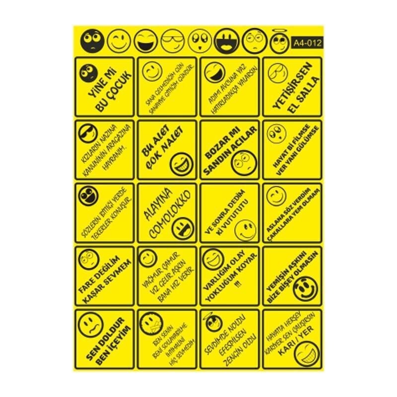 A4 Sticker 012 Tek Paket Çoklu