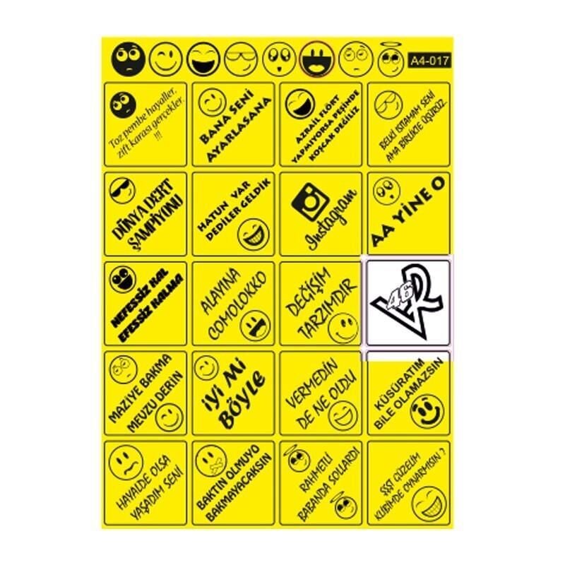 A4 Sticker 017 Tek Paket Çoklu
