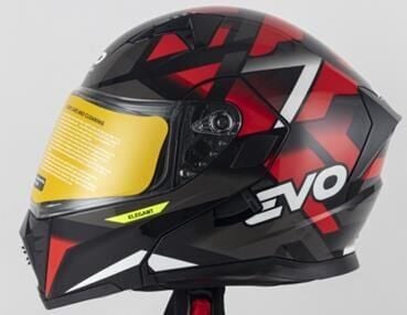 Kask Çenesi Açılır Gözlüklü Evo Kırmızı-Gri-Siyah 90601 -M-