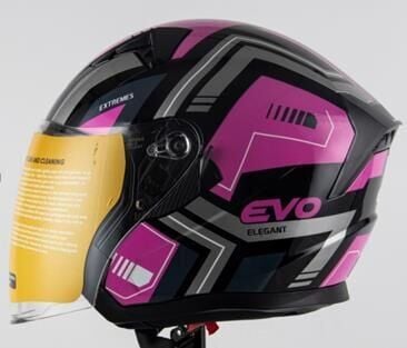 Kask Çenesiz Gözlüklü Evo Mor-Siyah 52810 -M-