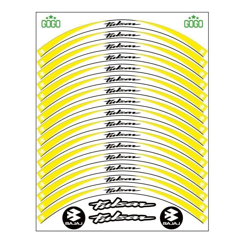 Bajaj Sarı Beyaz Pulsar Uyumlu Reflektörlü 1 Set Jant Şeridi