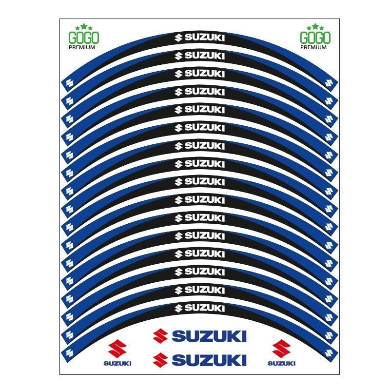 Mavi Siyah Suzukı Uyumlu Reflektörlü 1 Set Jant Şeridi