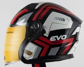 Kask Çenesiz Gözlüklü Evo Kırmızı-Siyah 52809 -M-