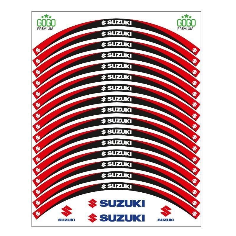 Kırmızı Siyah Suzukı Uyumlu Reflektörlü 1 Set Jant Şeridi