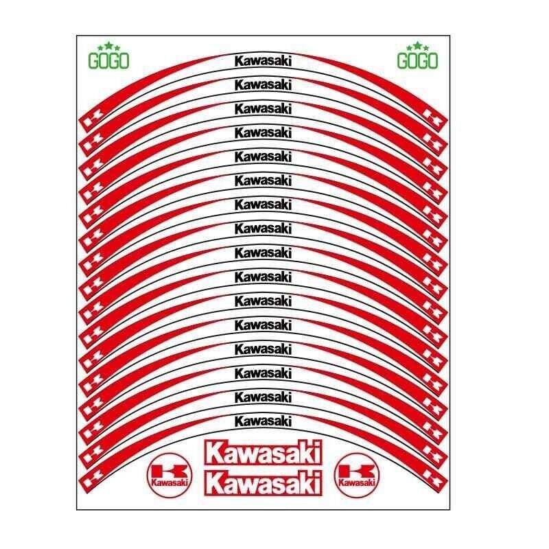 Skm Kırmızı Beyaz Kawasaki Uyumlu Reflektörlü 1 Set Jant Şeridi
