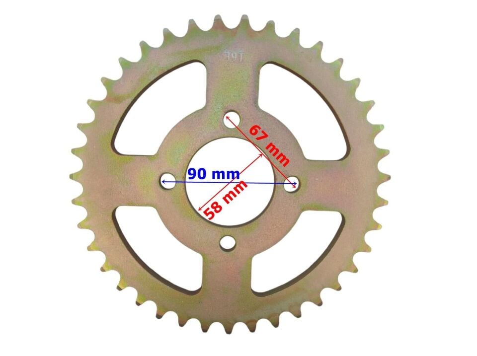 Atv Arka Dişli 530-39T İç 58 Mm 10 4 Delikli Ind Öm