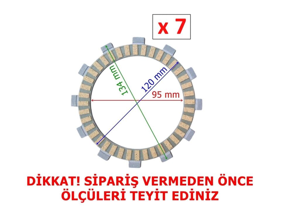 Cf Moto Nk250 Debriyaj Balatası 7 Li (2022 Öncesi) 12T A Kalite 95-120-134