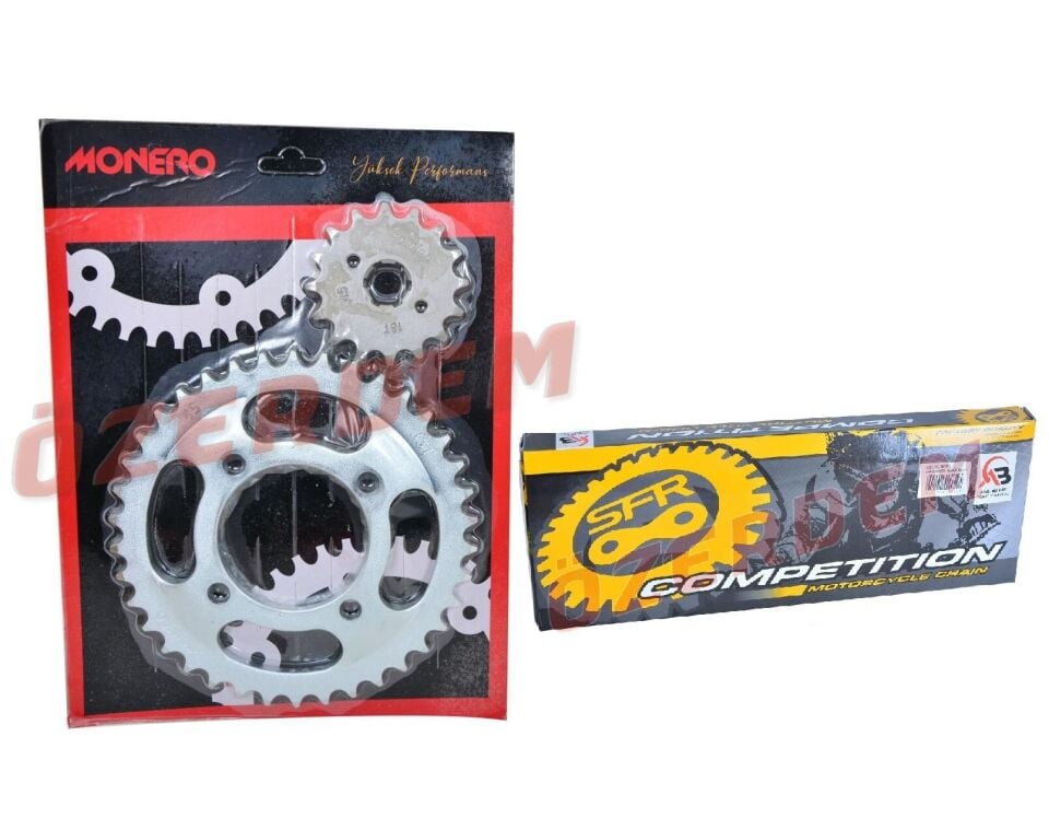 125Cg Cgl Kaplinli Ön-Arka Dişli Zincir Set Mnr-Sfr 428 110L 45-15T