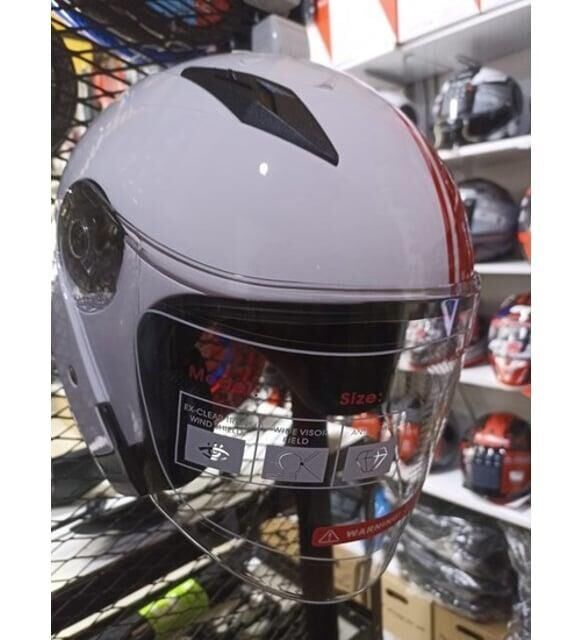 Jk-20 Jıekaı Yarım Güneş Gözlüklü Kask [White/X2 Red]512 Desen L Beden