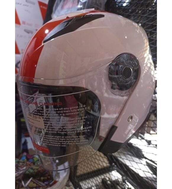 Jk-20 Jıekaı Yarım Güneş Gözlüklü Kask [White/X2 Red]512 Desen L Beden