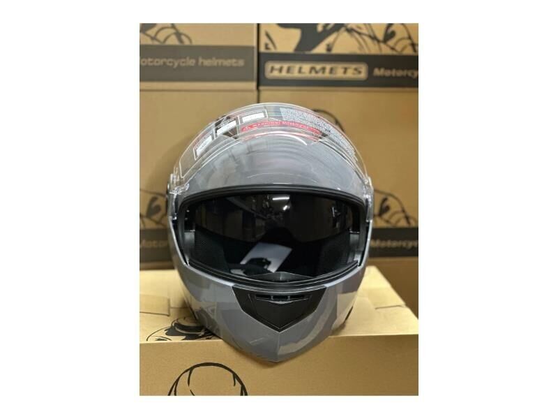 Jk-20 Jk115 Çeneli Motosiklet Kaskı Güneş Gözlüklü [Cemet Grey] Desen L Beden