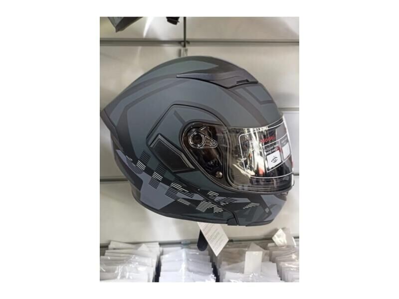 Jk-20 Jk902 Çene Pedli Güneş Vizörlü Çeneden Açılır Kask [H-1 Grey ] L