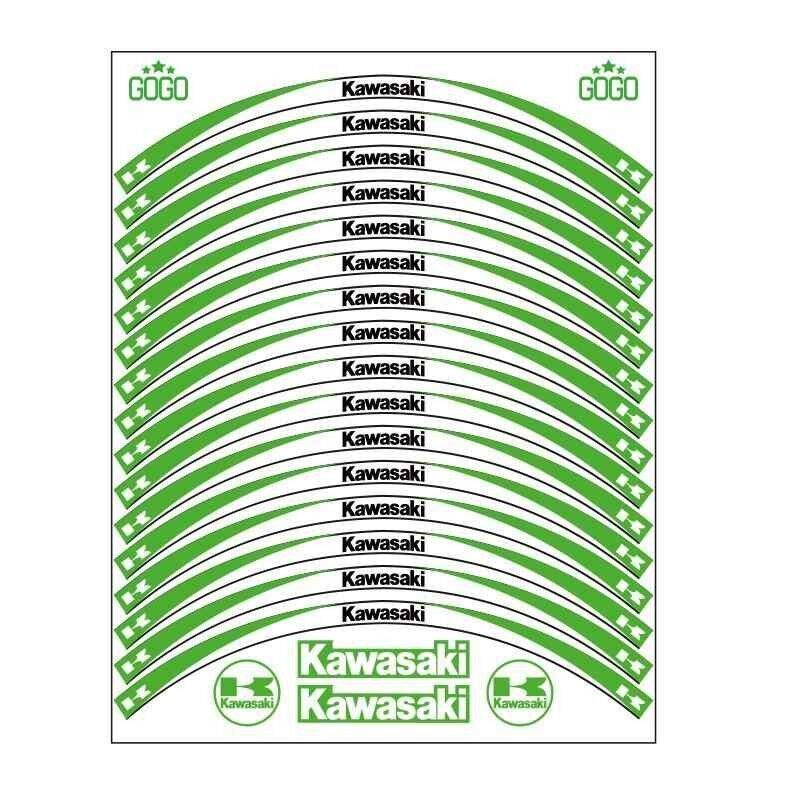 Skm Yeşil Beyaz Kawasaki Uyumlu Reflektörlü 1 Set Jant Şeridi