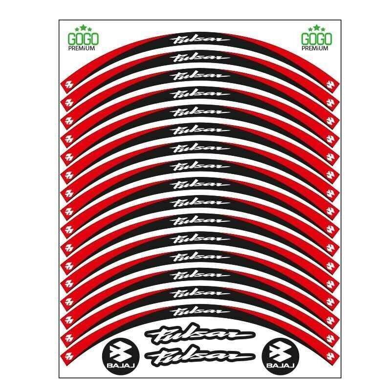 Bajaj Kırmızı Siyah Pulsar Uyumlu Reflektörlü 1 Set Jant Şeridi