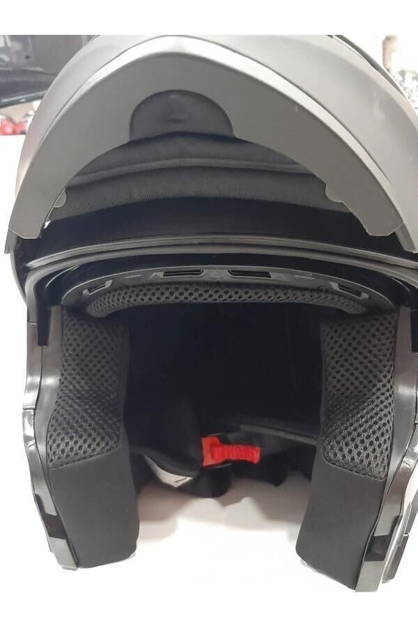 Jk-20 Jk902 Çene Pedli Güneş Vizörlü Çeneden Açılır Kask [Mat Black] L Beden
