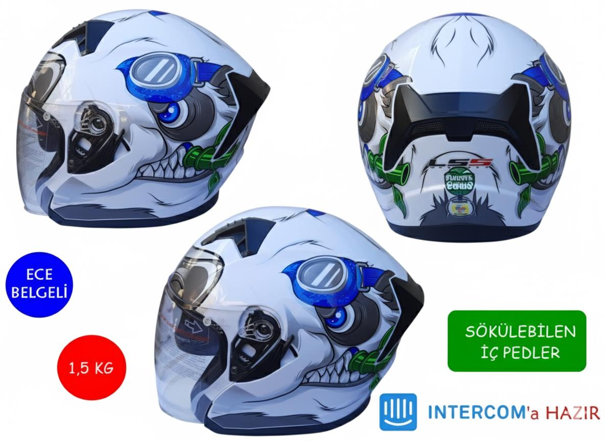 Kask Lss Çenesiz Vizörlü Beyaz (D) Xxl Beden