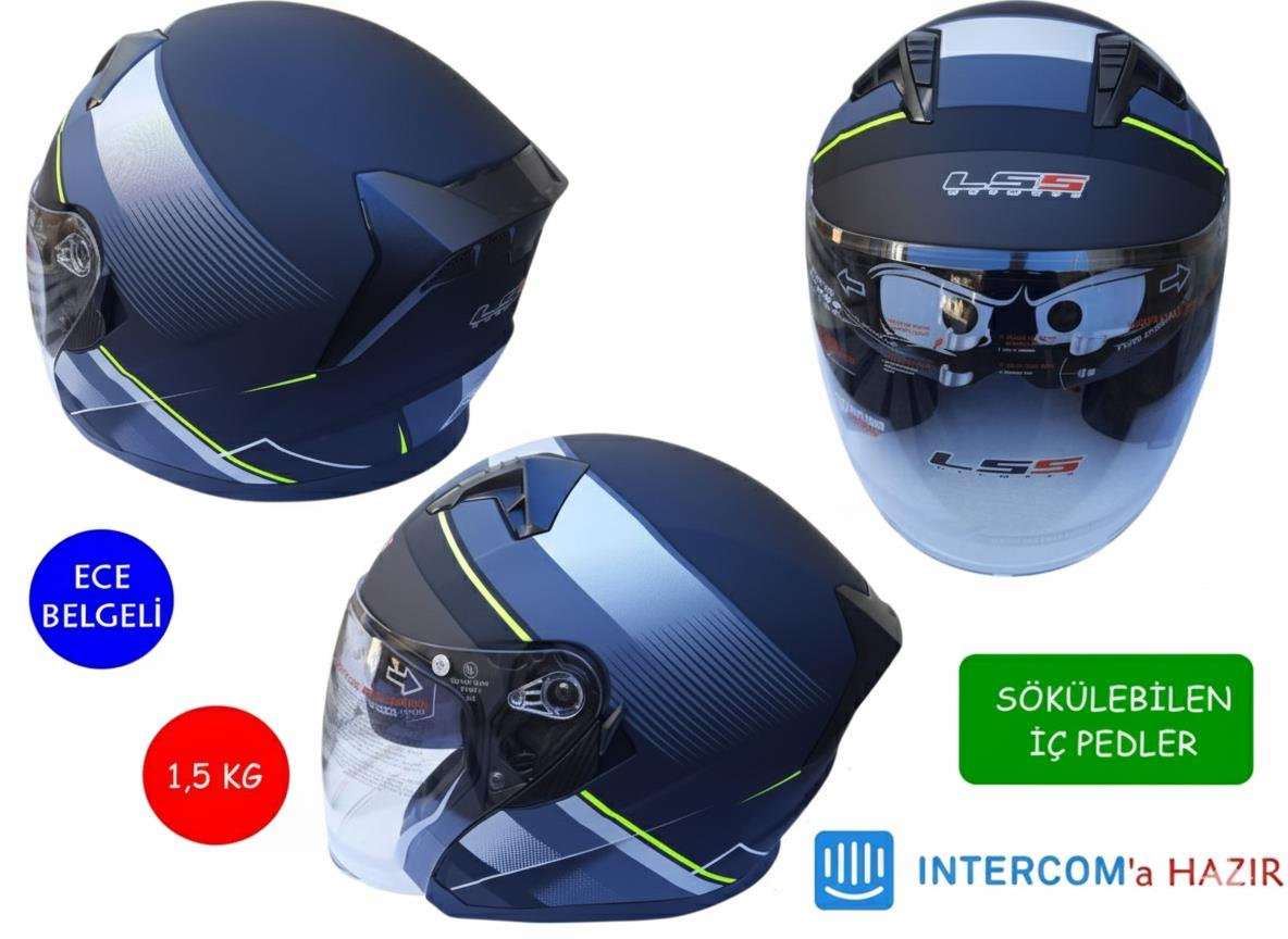 Kask Lss Çenesiz Vizörlü Mat Siyah (B) Xxl Beden