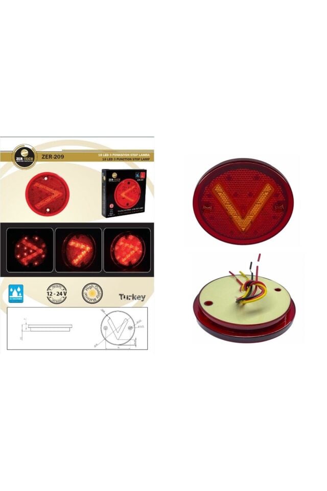 Atv Üniversal Stop Led Oklu Yuvarlak Sinyal-Park-Fren