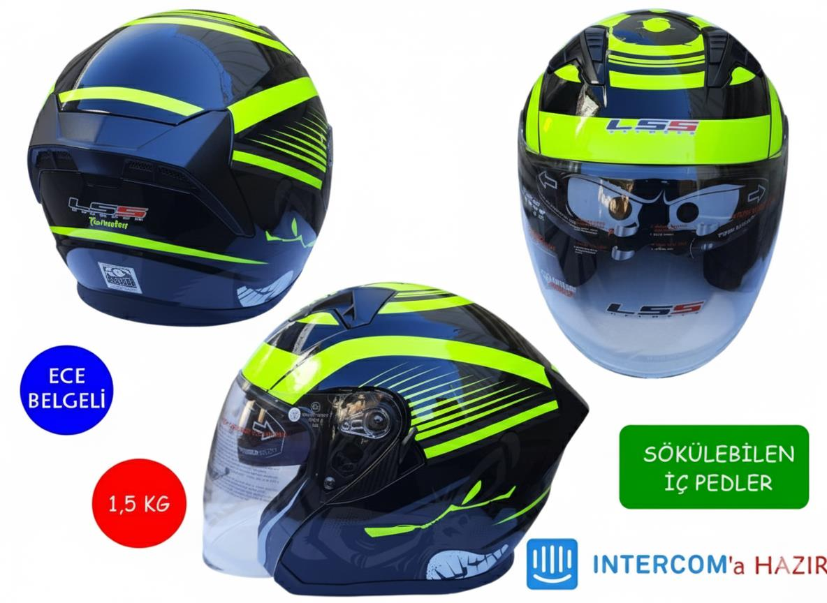 Kask Lss Çenesiz Vizörlü Parlak Siyah (E) L Beden