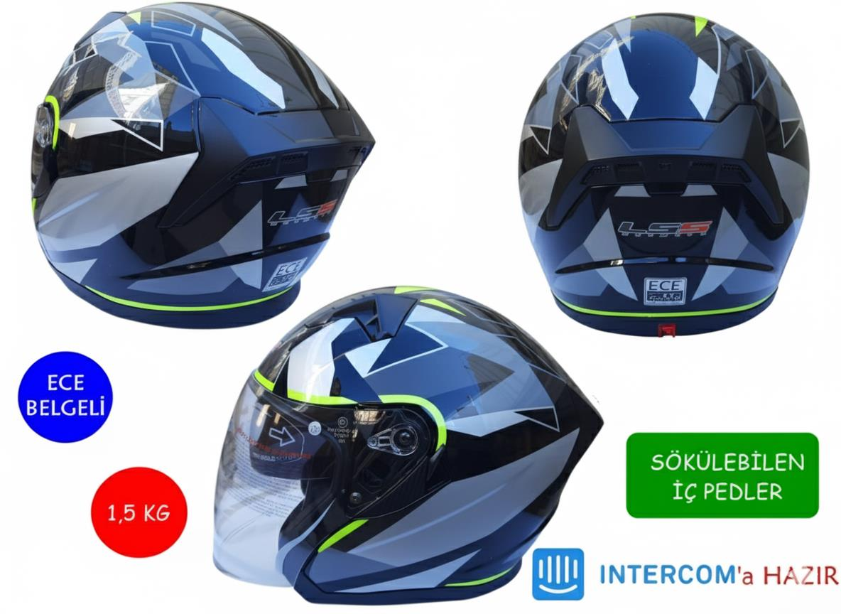 Kask Lss Çenesiz Vizörlü Parlak Siyah (F) Xl Beden