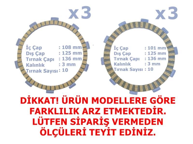 Cf Moto Nk250 Sr250 Sr450 Debriyaj Balatası 3+3 E5 (2022-....) A Kalite 101/108-125-136 Mm