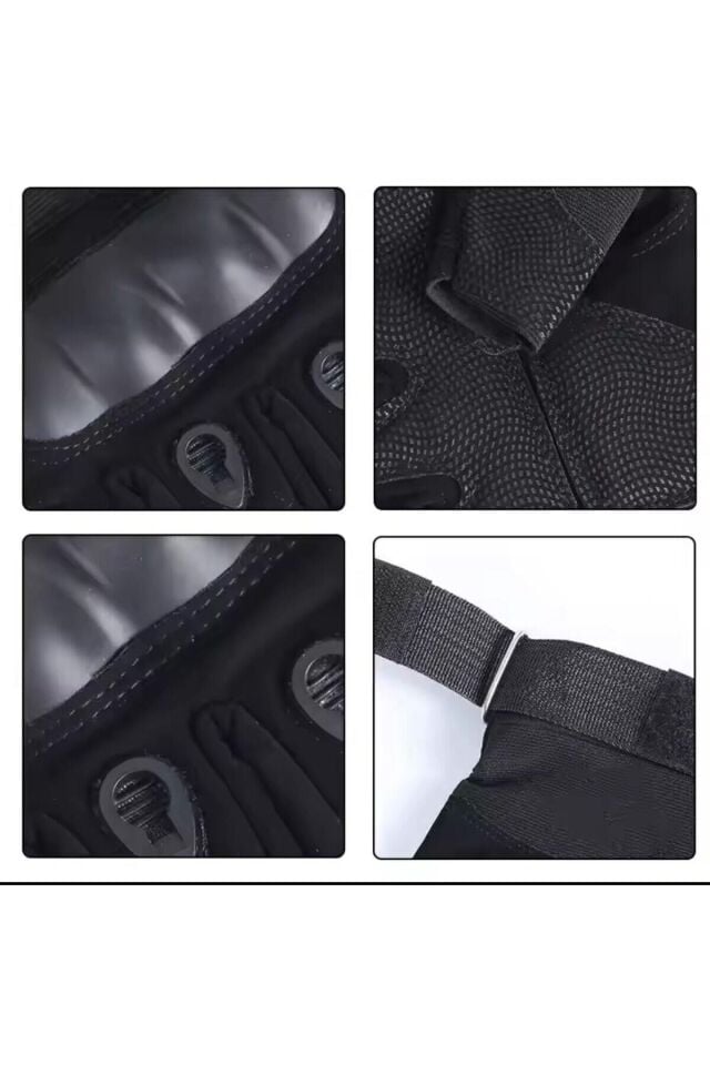 Motorcu/Motosiklet Yarım Kaymaz Siyah Eldiven