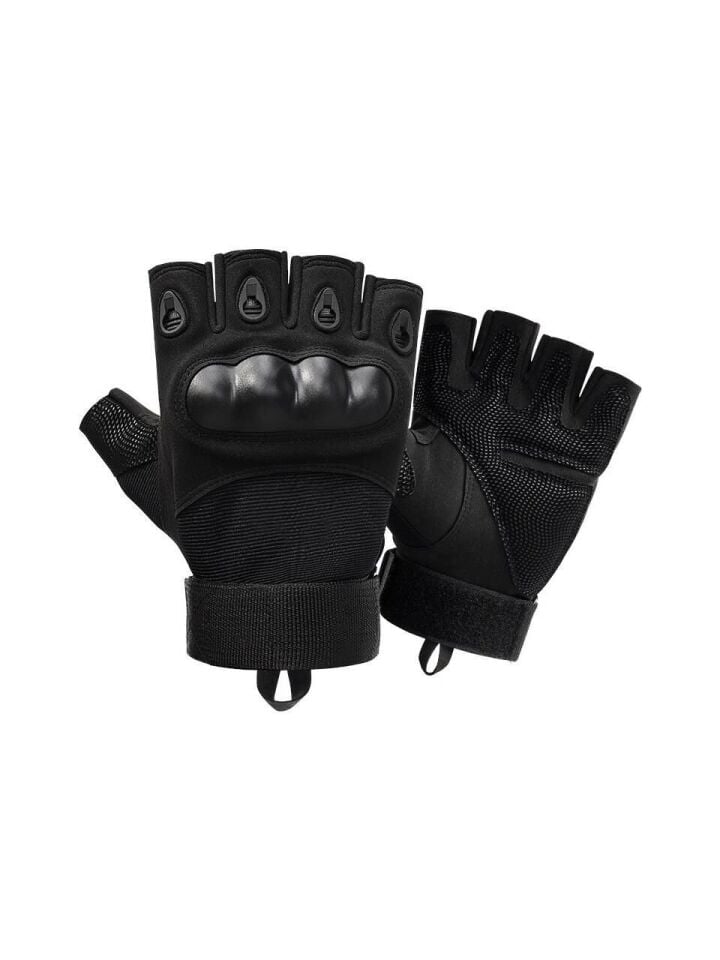 Motorcu/Motosiklet Yarım Kaymaz Siyah Eldiven