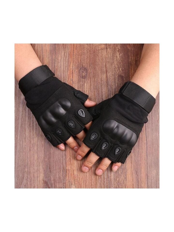 Motorcu/Motosiklet Yarım Kaymaz Siyah Eldiven