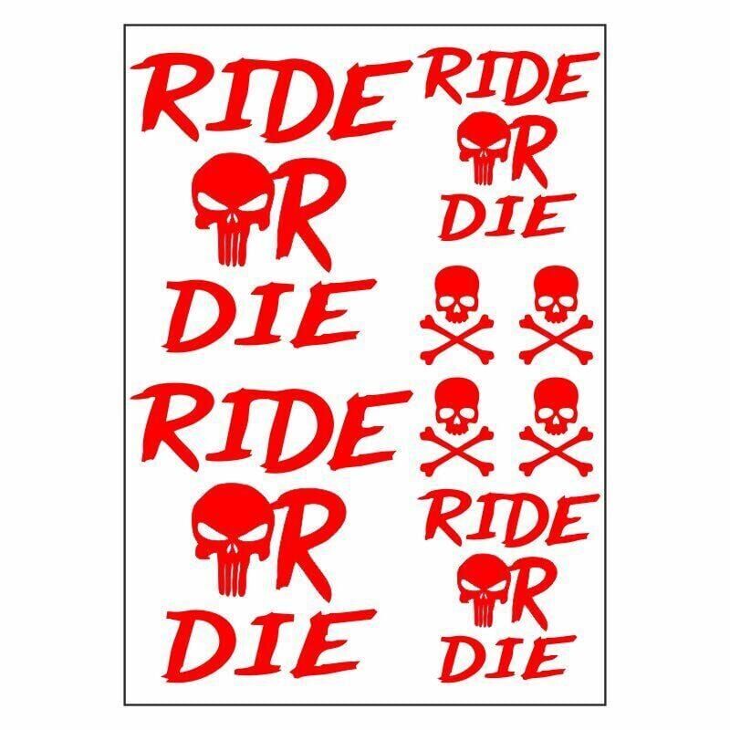 A4 Sticker 124 Tek Paket Çoklu Ride Or Die Kırmızı