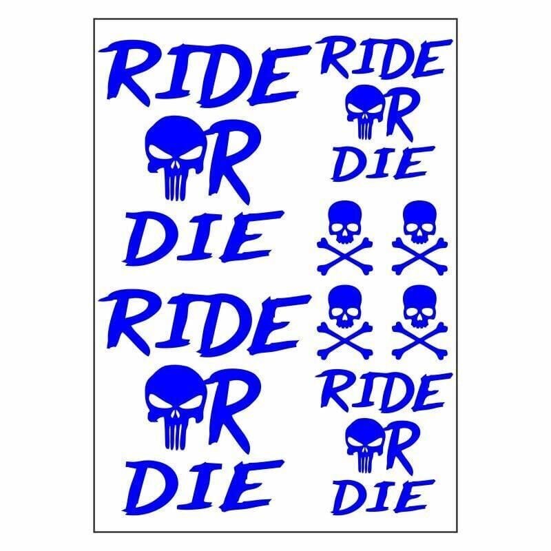 A4 Sticker 125 Tek Paket Çoklu Ride Or Die Mavi
