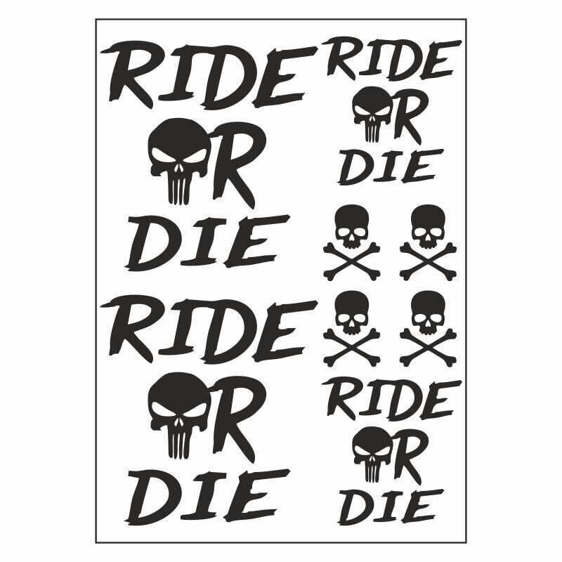 A4 Sticker 127 Tek Paket Çoklu Ride Or Die Siyah