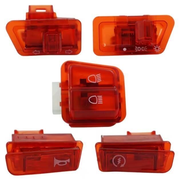 Mondial Düğme Seti (5Li) Kırmızı/Şeffaf Rs/Rmz/Ft