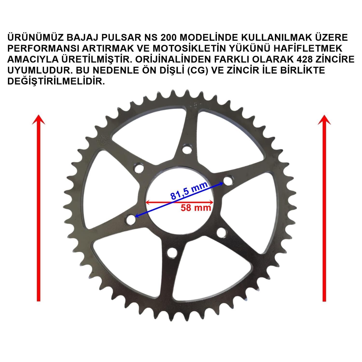 Bajaj Pulsar Ns 200 Arka Dişli Performans 428-48T İç 58 Mm Öm