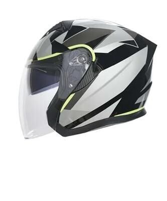 Kask Çenesiz Vizörlü Kc Siyah Gri Neon Sarı E Belgeli L Beden
