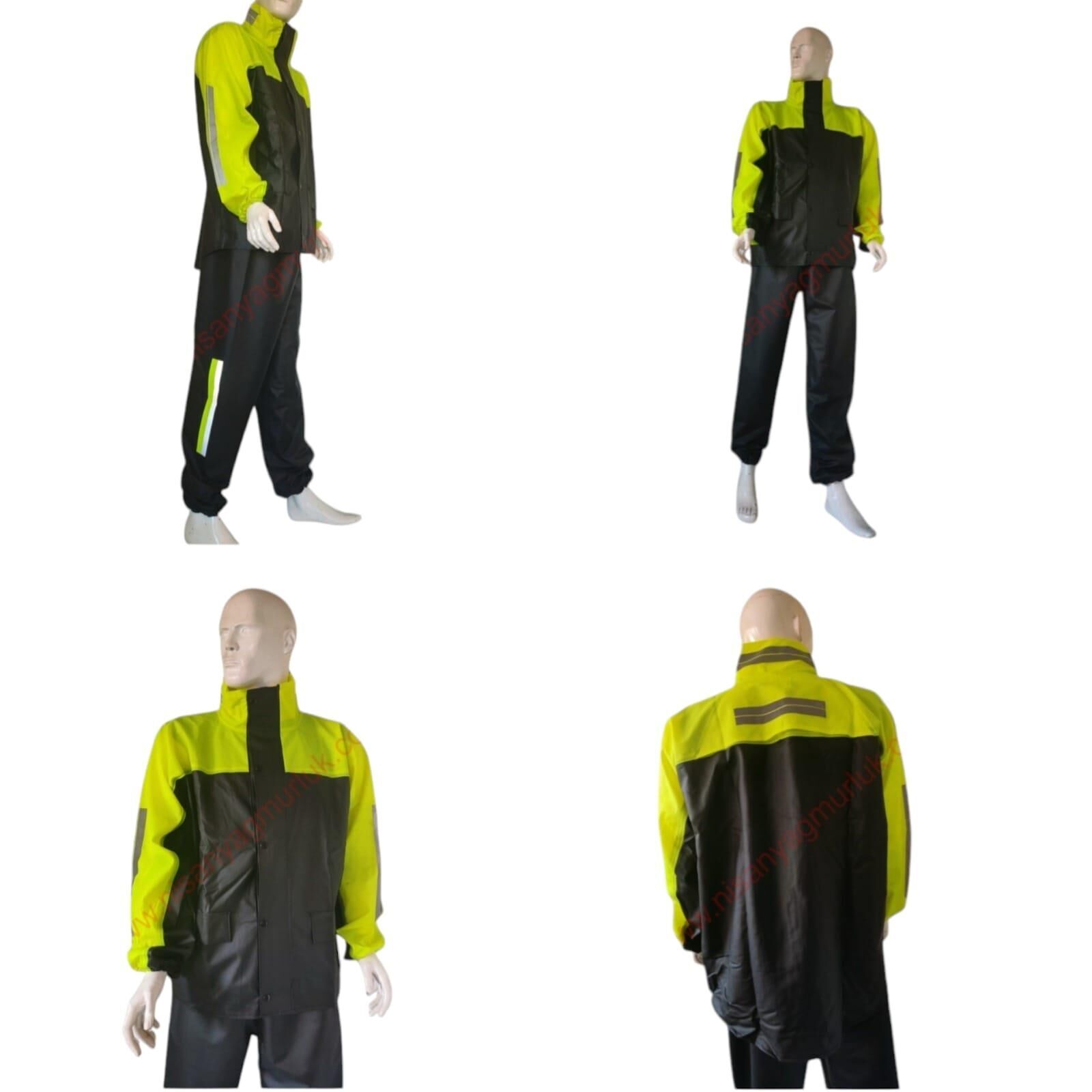 Motosiklet Yağmurluk Alt-Üst Sarı-Siyah 3Xl Beden