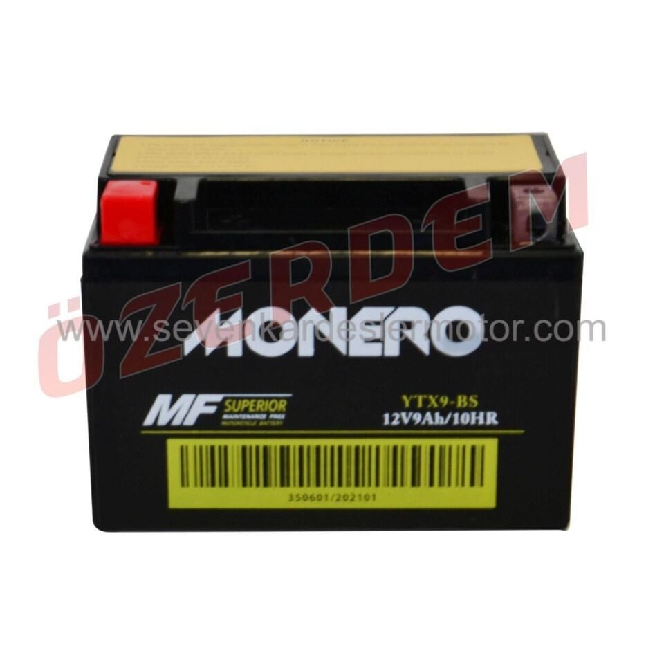 Akü Bs 12V 9Ah Yatık Monero