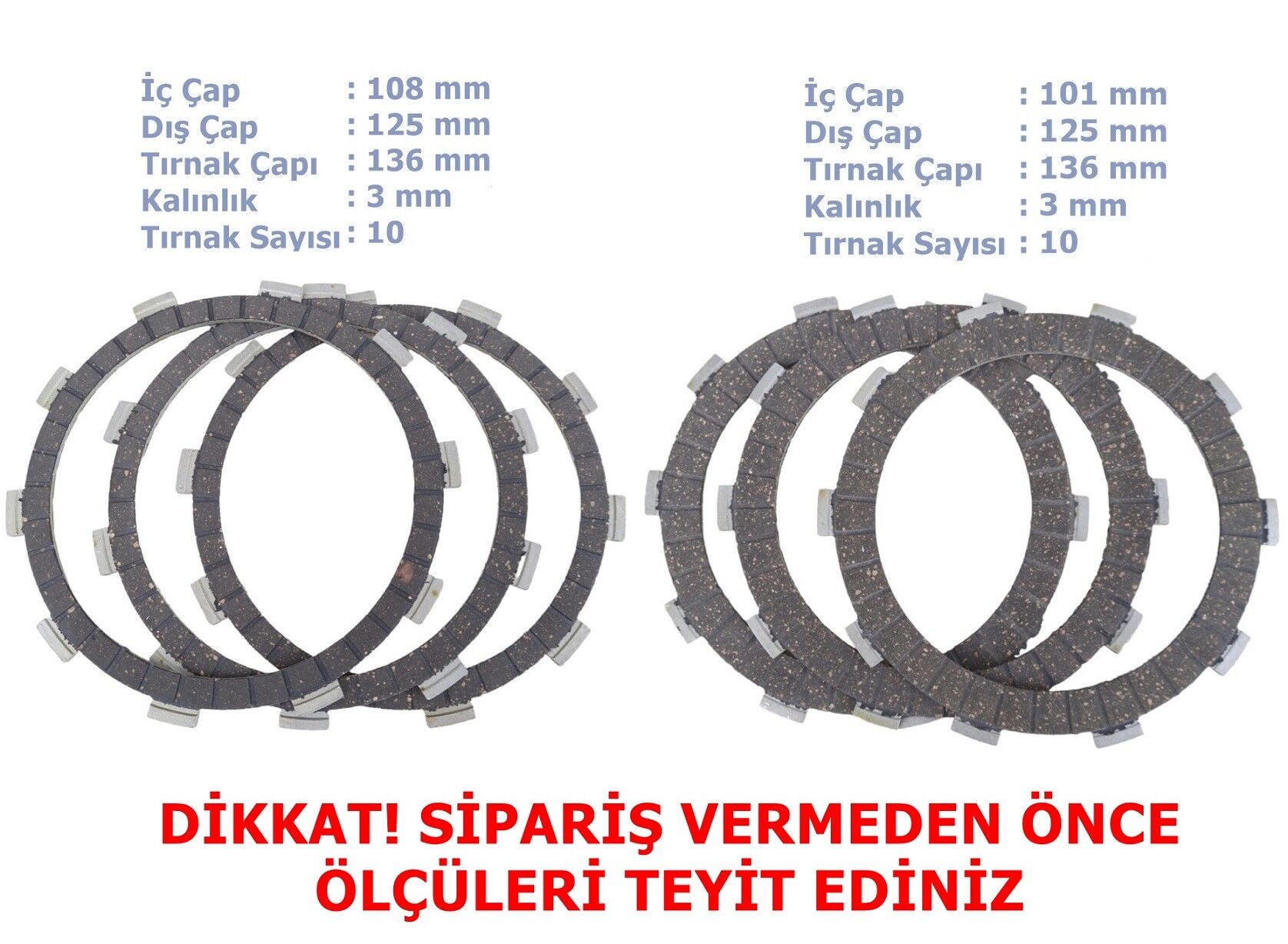 Cf Moto Nk250 Sr250 Sr450 Debriyaj Balatası 3+3 E5 (2022-....) A Kalite 101/108-125-136 Mm