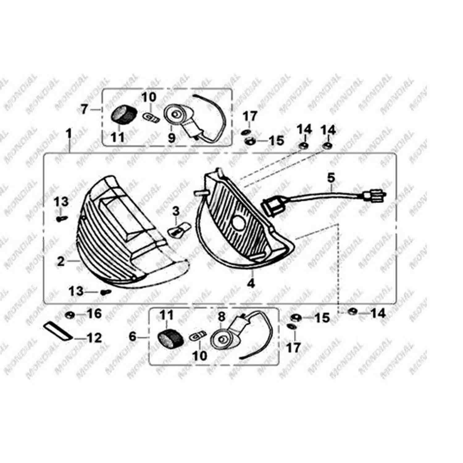 Mondial 125-150Rr Arka Sinyal Sol Komple Orj