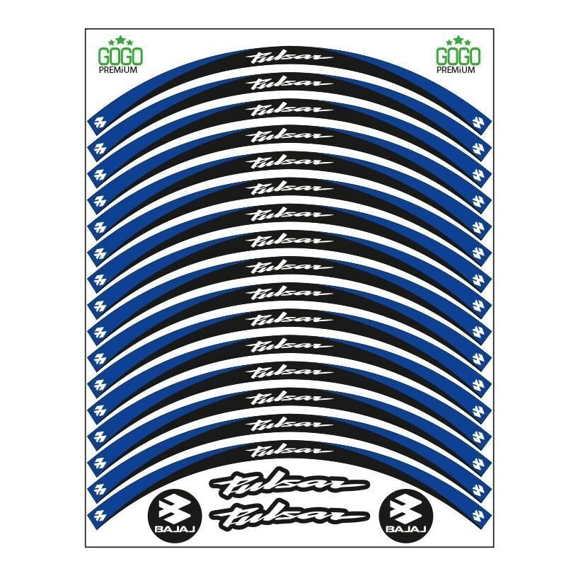 Bajaj Mavi Siyah Pulsar Uyumlu Reflektörlü 1 Set Jant Şeridi