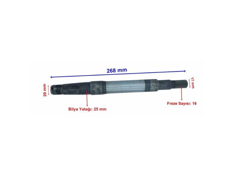 Aks Mili E-Bisiklet/Kamyonet 16 Freze (Kamalı) Kısa Sol 26.8Cm