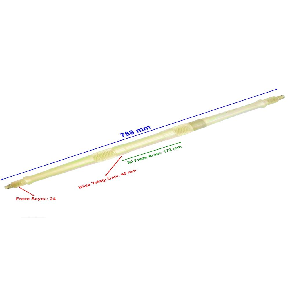 Atv Kymco 250 Aks 788 Mm Tek Yivli Bilya Yatağı 40 Mm Sol Yiv Em 24 Freze Öm