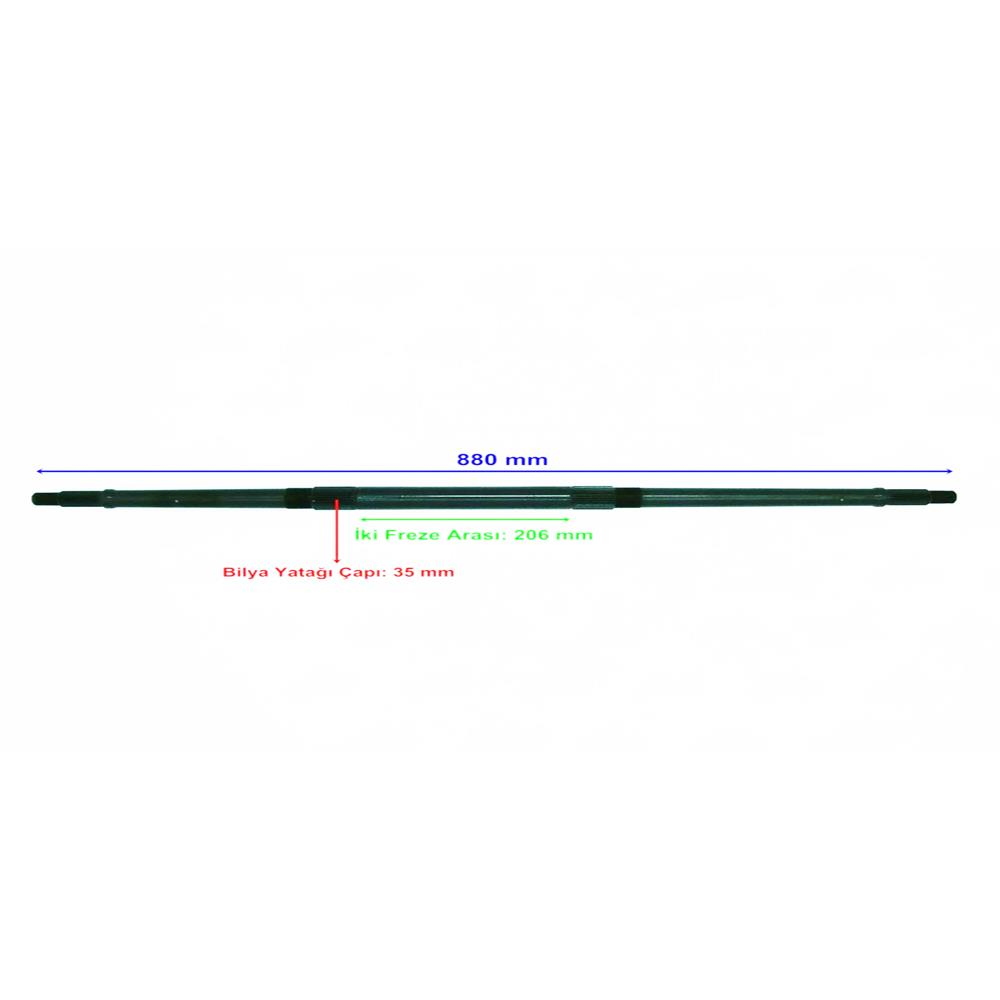 Atv Aks Kanuni 880 Mm Em Bilya Yatağı 35 Mm 22 Freze Öm