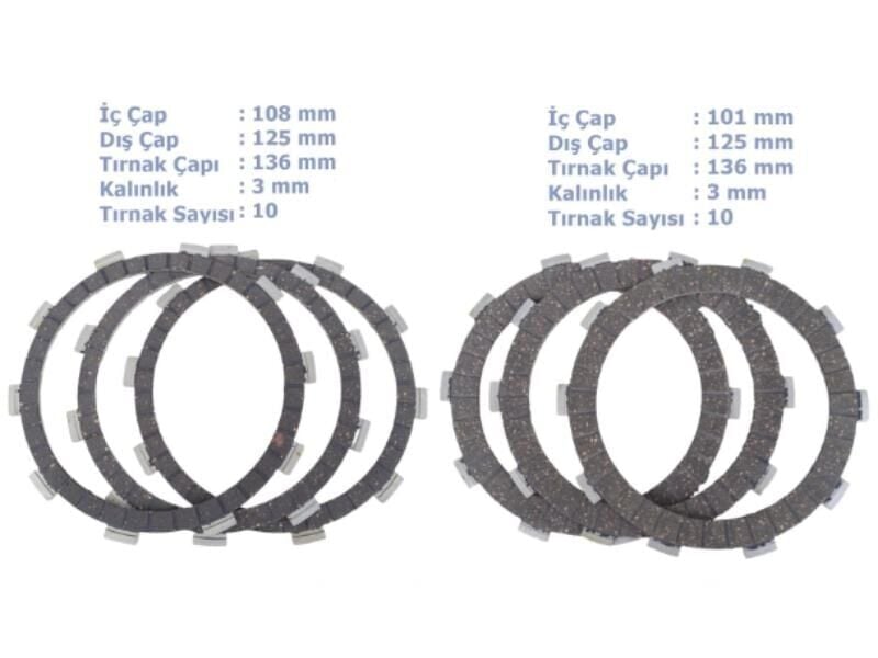 Cf Moto Debriyaj Balatası 3 Kalın 3 İnce 10 Tırnak Srk 250Rs/450Sr/250Sr