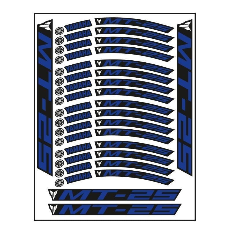 Yamaha Mavi Baskı Mt-25 Uyumlu 1 Set Jant Şeridi